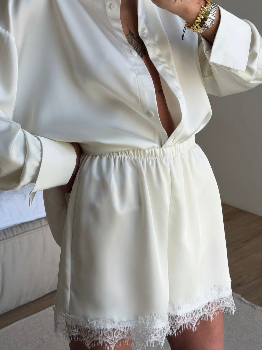 Shorts satén Boho CREAMY
