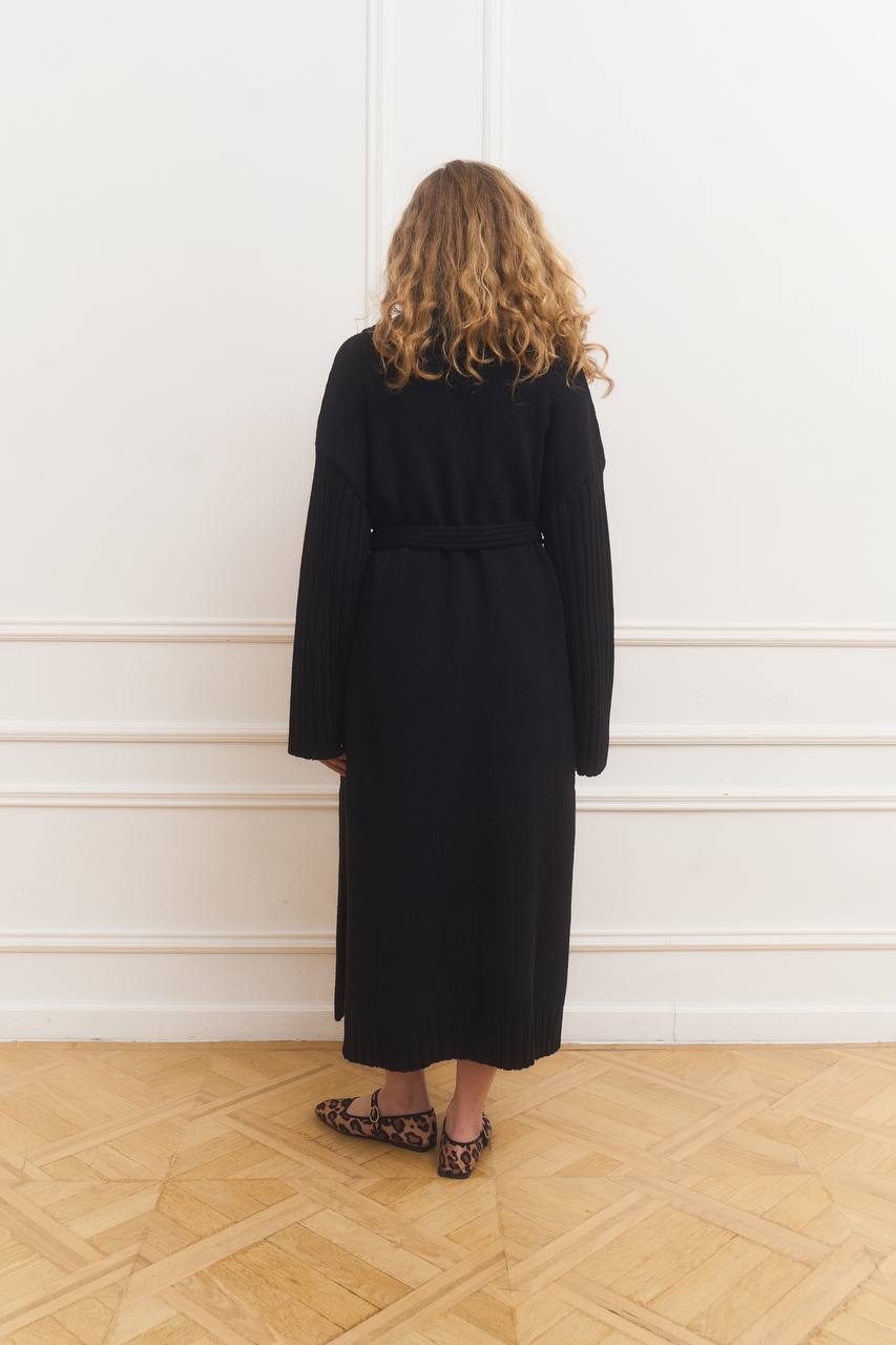Knitted Kardigan maxi BLACK