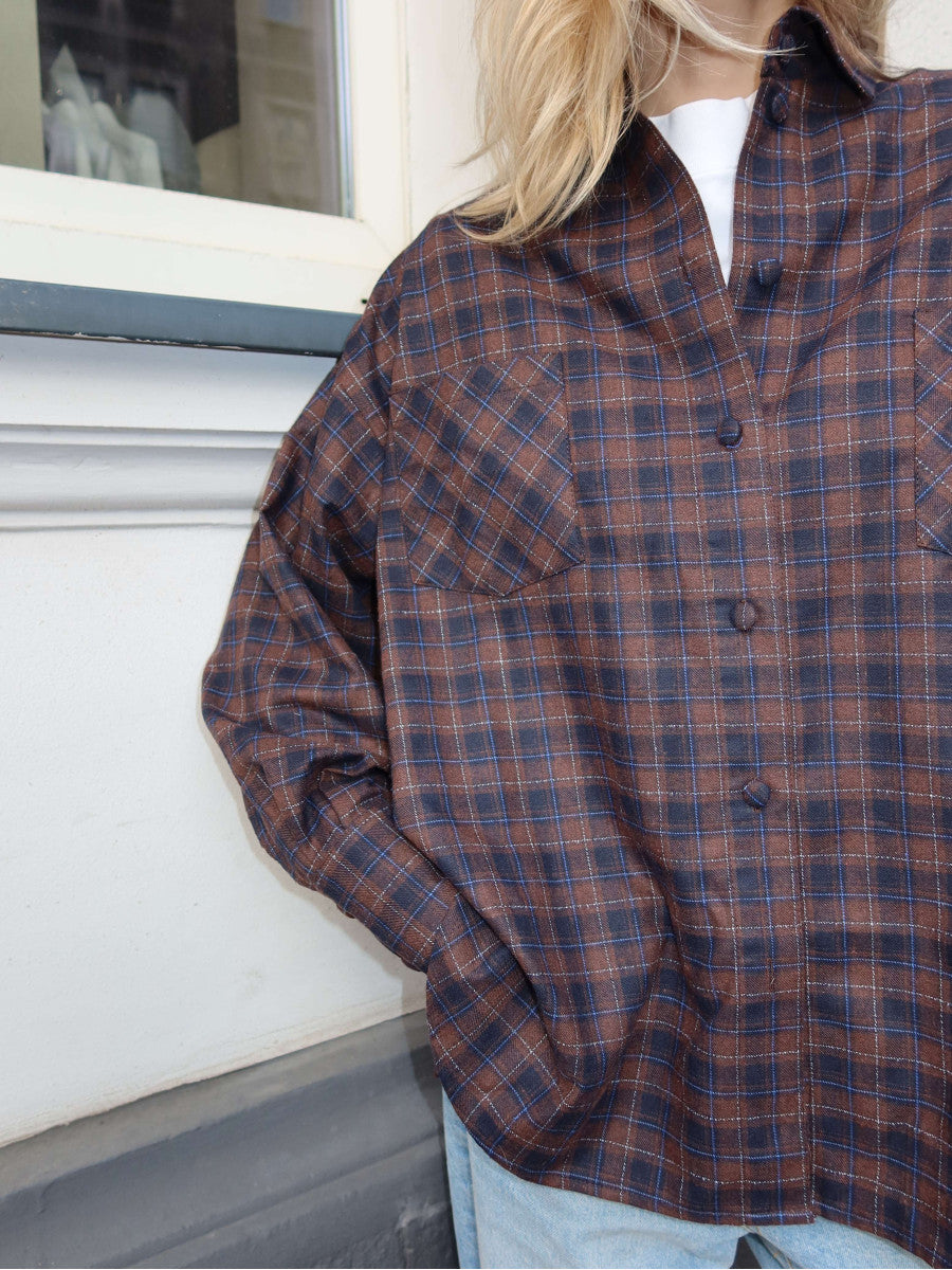Plaid shirt NAVY DARK BROWN