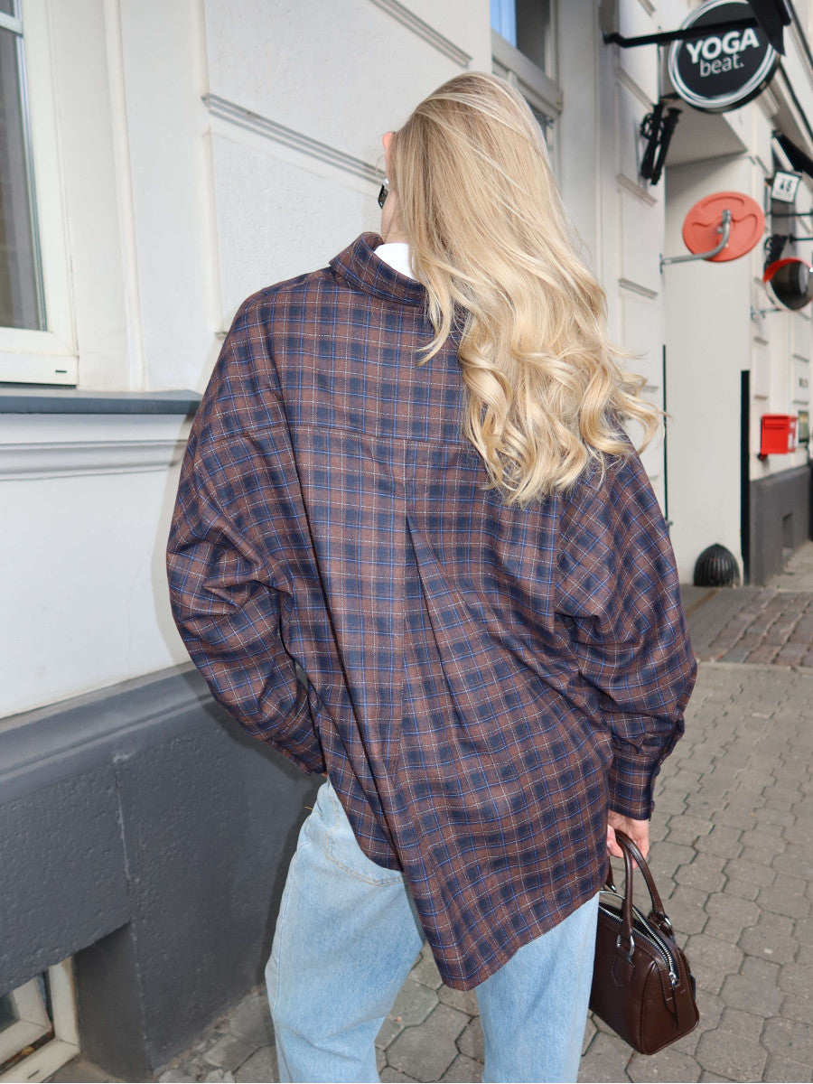 Plaid shirt NAVY DARK BROWN