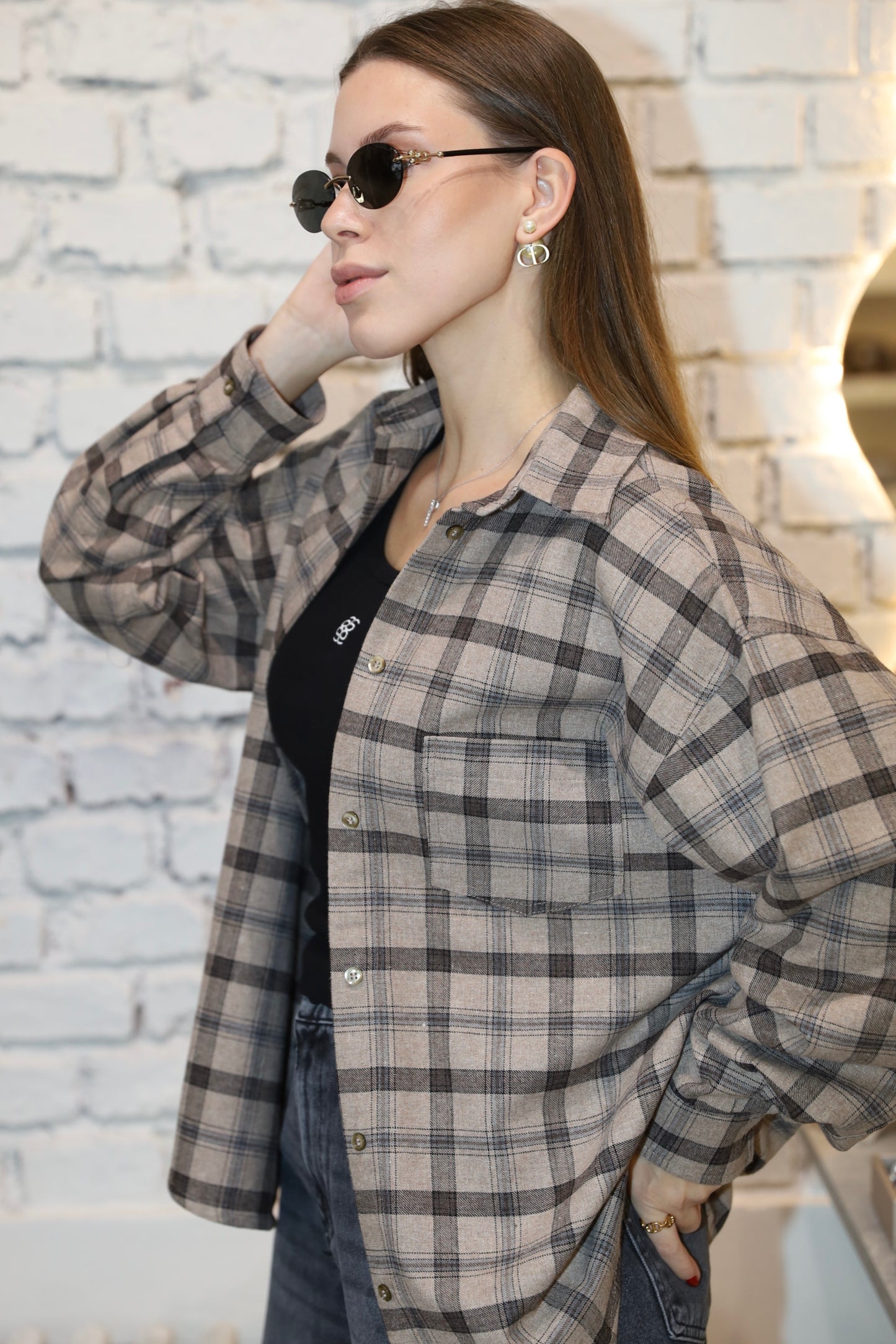 Plaid shirt BEIGE