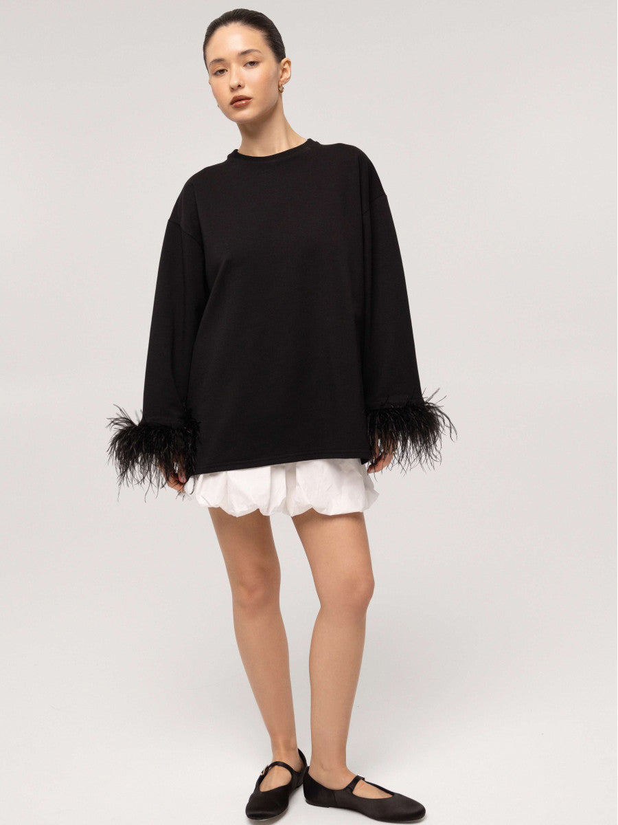 Feathers long sleeve BLACK
