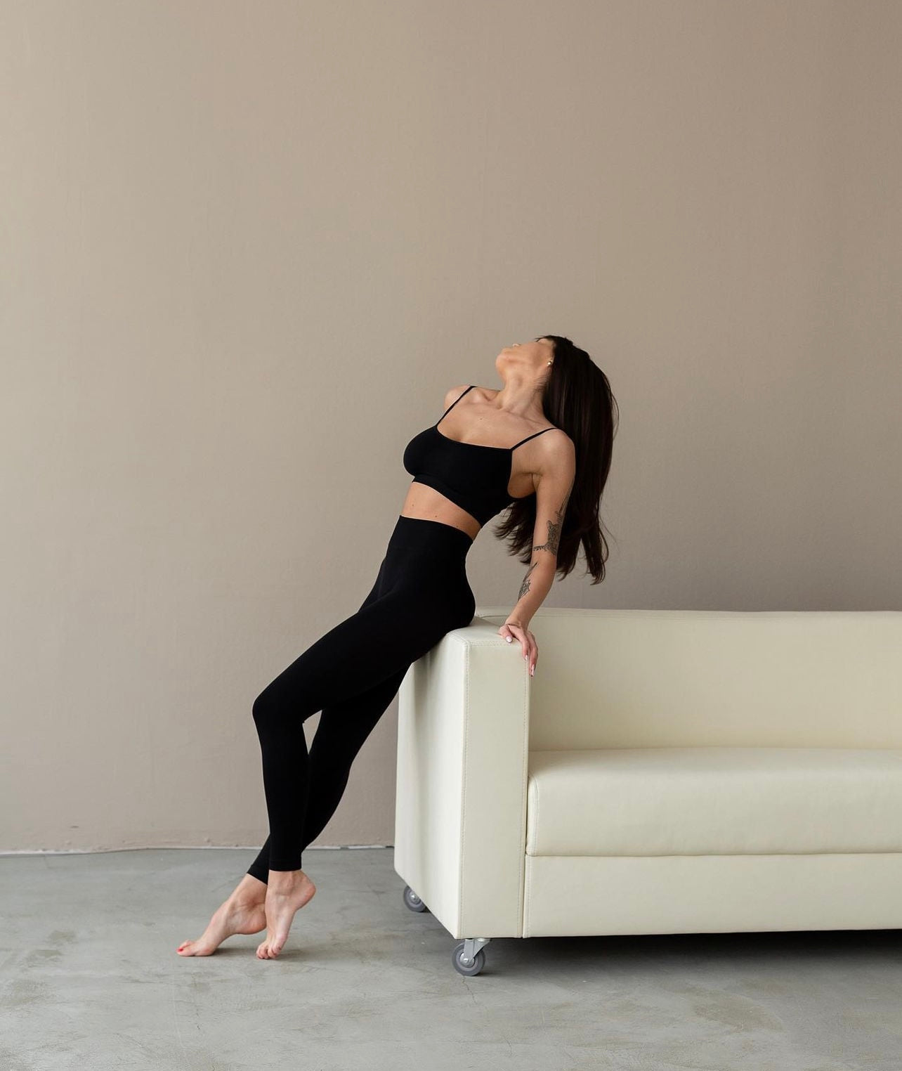 Black top and leggings