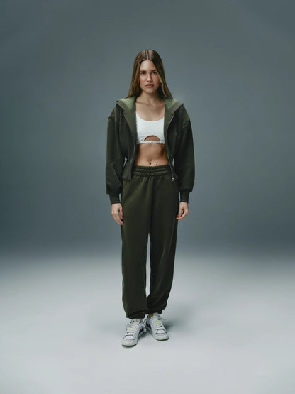 044 Joggers & Zip Hoodie KHAKI