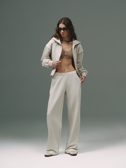 Zip Hoodie Cropped Corset BEIGE