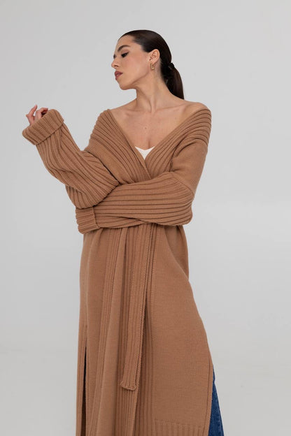 Knitted Kardigan maxi CAMEL