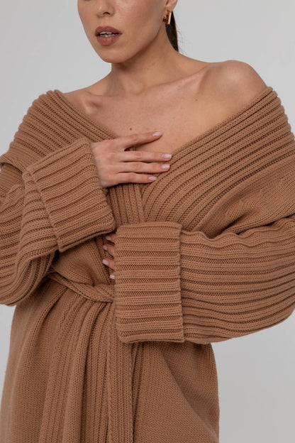 Knitted Kardigan maxi CAMEL