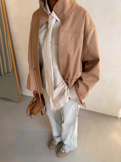 Cotton Denim Jacket BEIGE