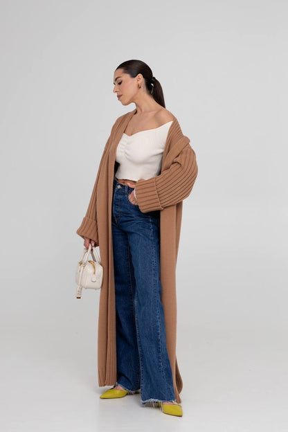 Knitted Kardigan maxi CAMEL