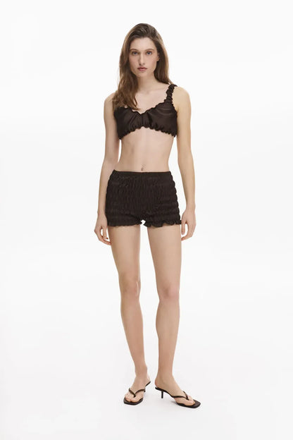 Shorts Ruffle DARK BROWN