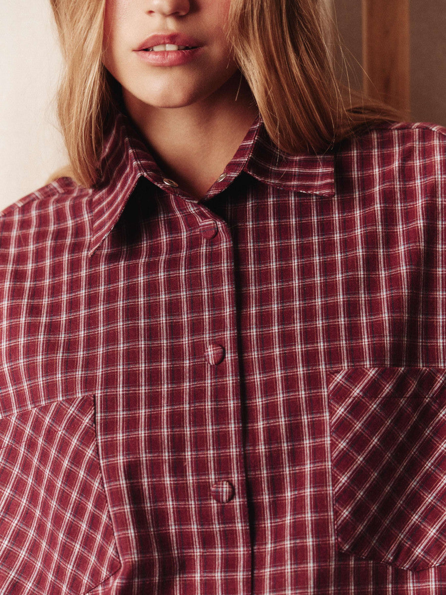 Plaid shirt WARM BURGUNDY with details