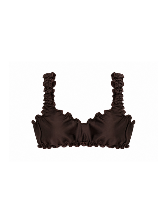 Top Ruffle DARK BROWN