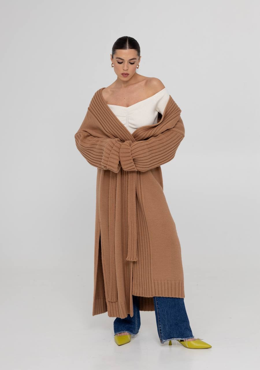 Knitted Kardigan maxi CAMEL