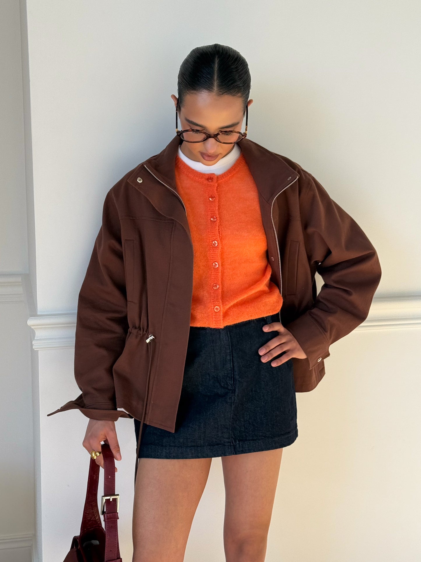 Cotton Denim Jacket BROWN