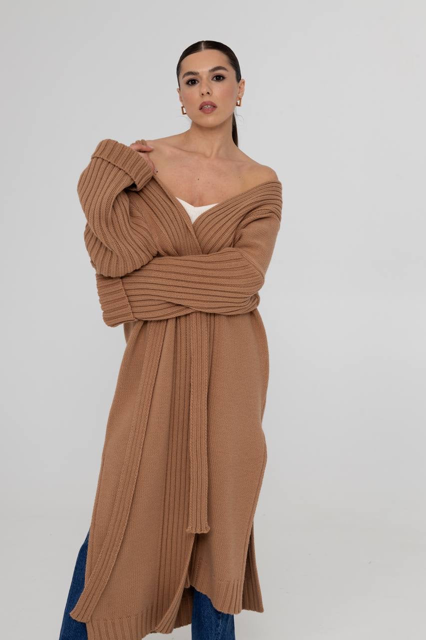 Knitted Kardigan maxi CAMEL