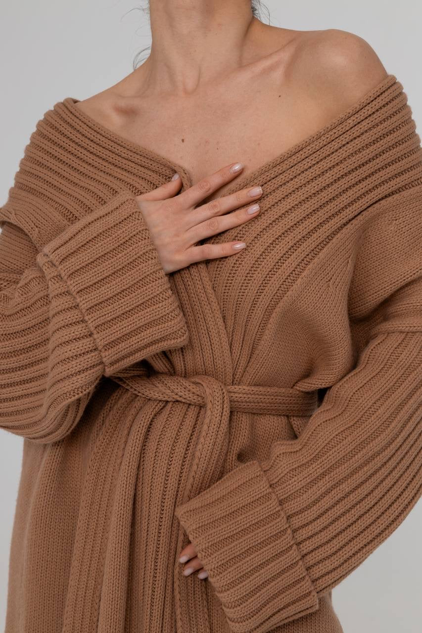 Knitted Kardigan maxi CAMEL