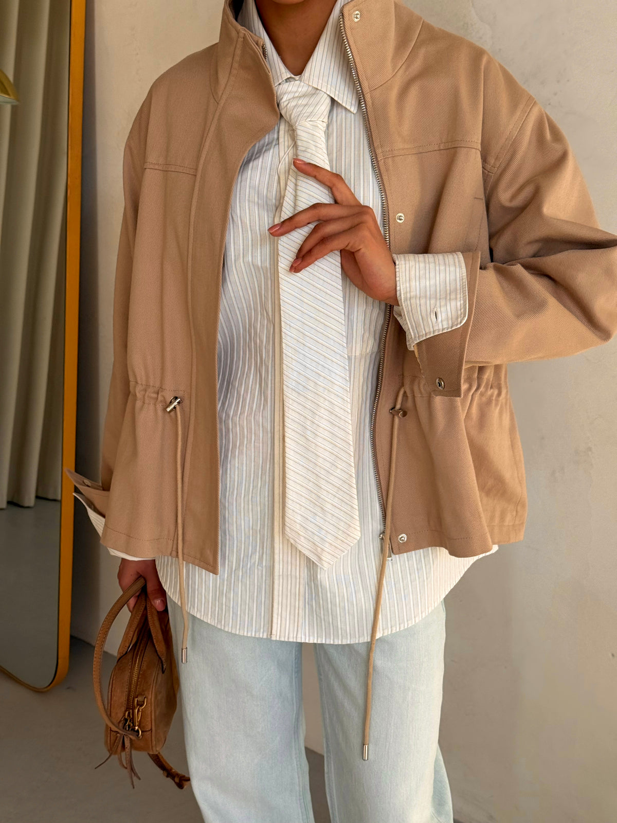 Cotton Denim Jacket BEIGE