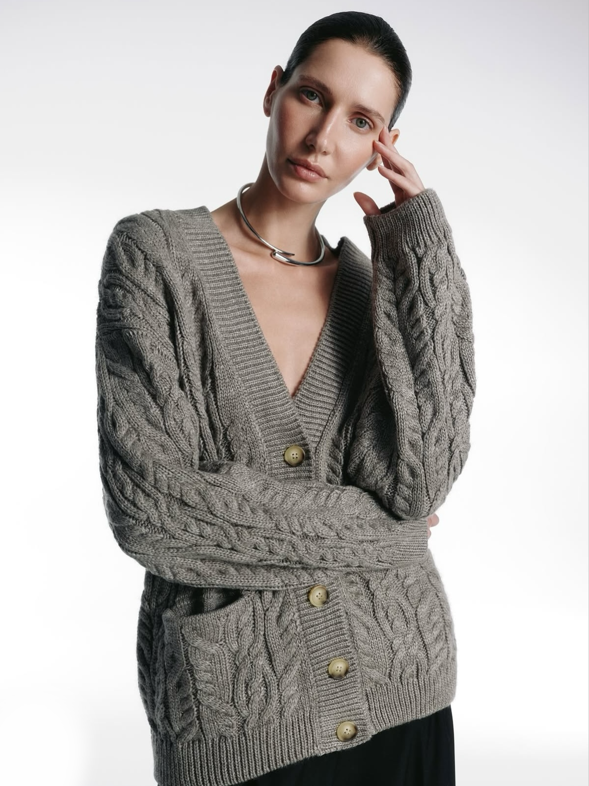 Cardigan oversized Knitted GREY