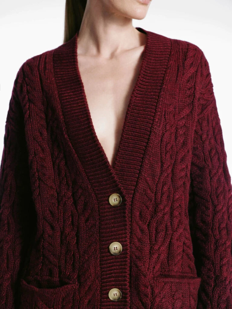 Cardigan Oversized Knitted BORDO