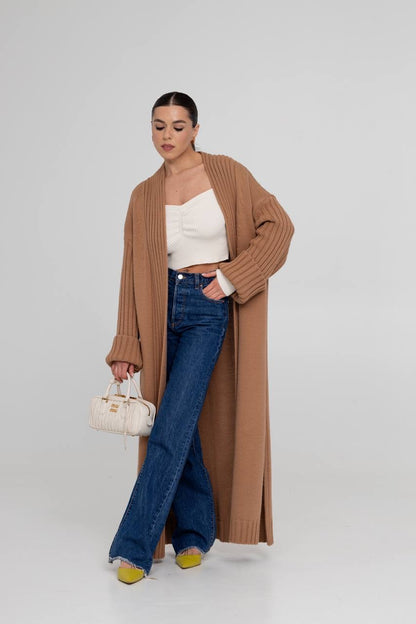 Knitted Kardigan maxi CAMEL