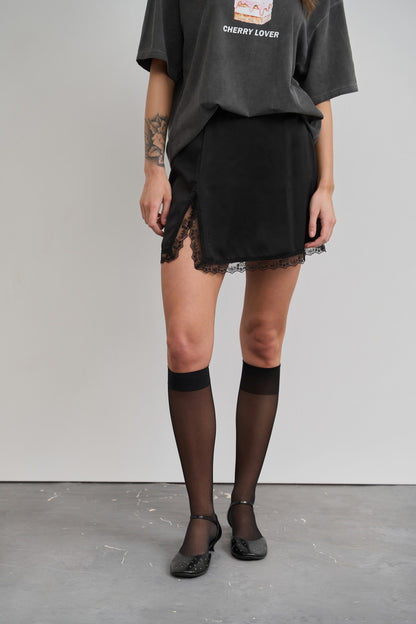 Satin skirt BLACK