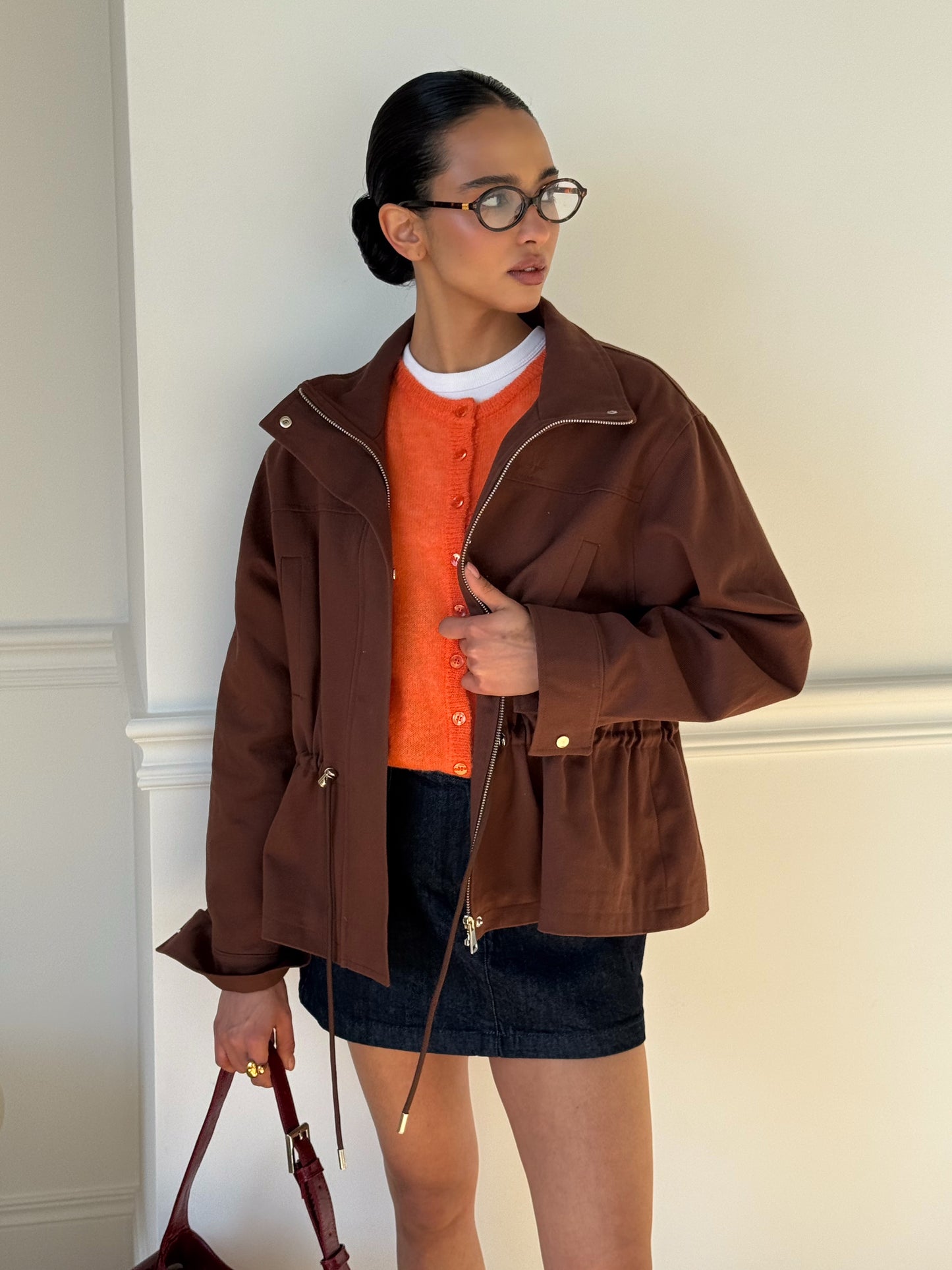 Cotton Denim Jacket BROWN