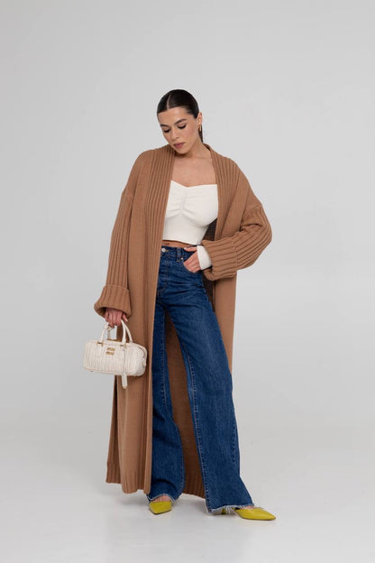 Knitted Kardigan maxi CAMEL