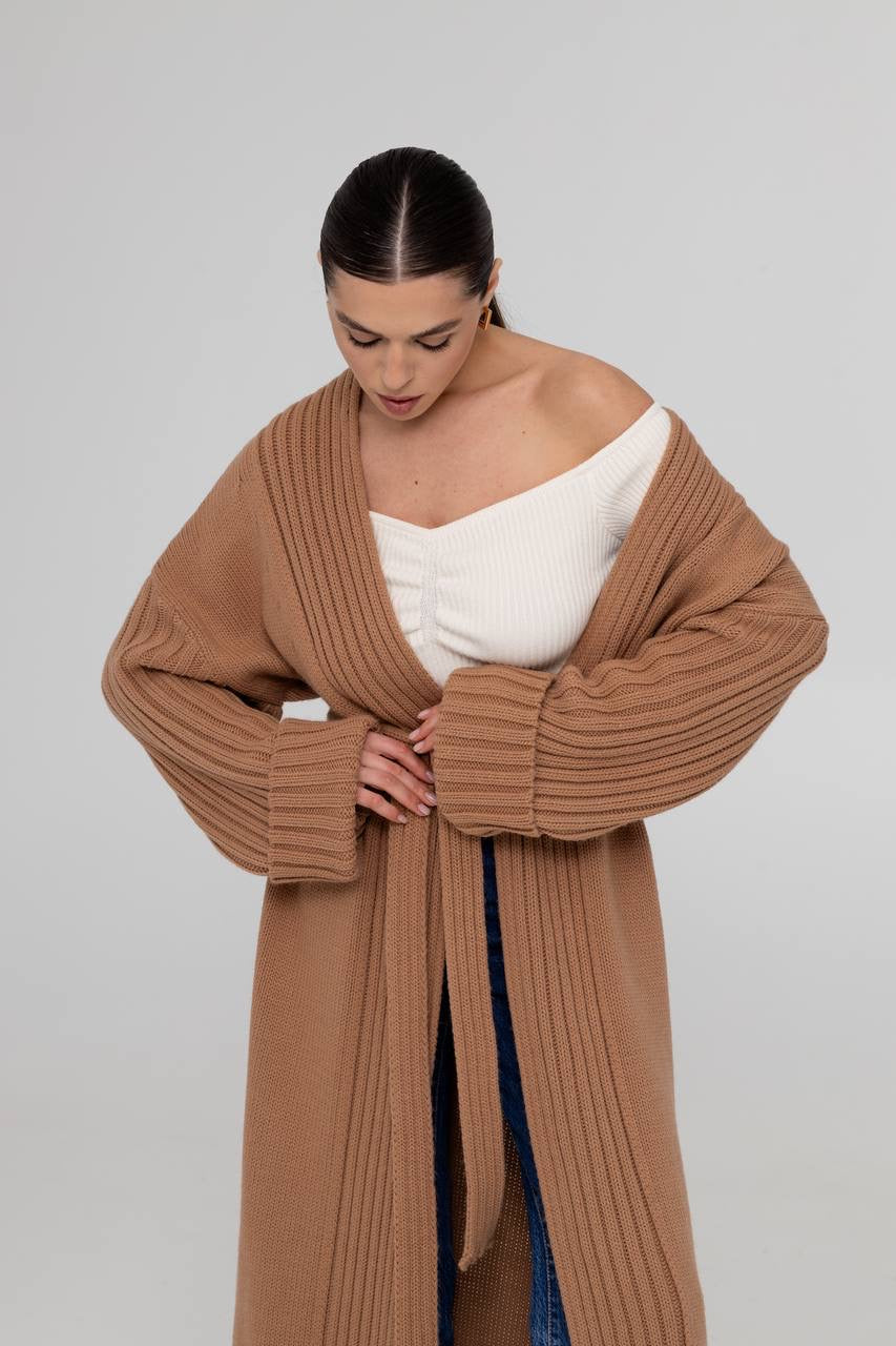 Knitted Kardigan maxi CAMEL