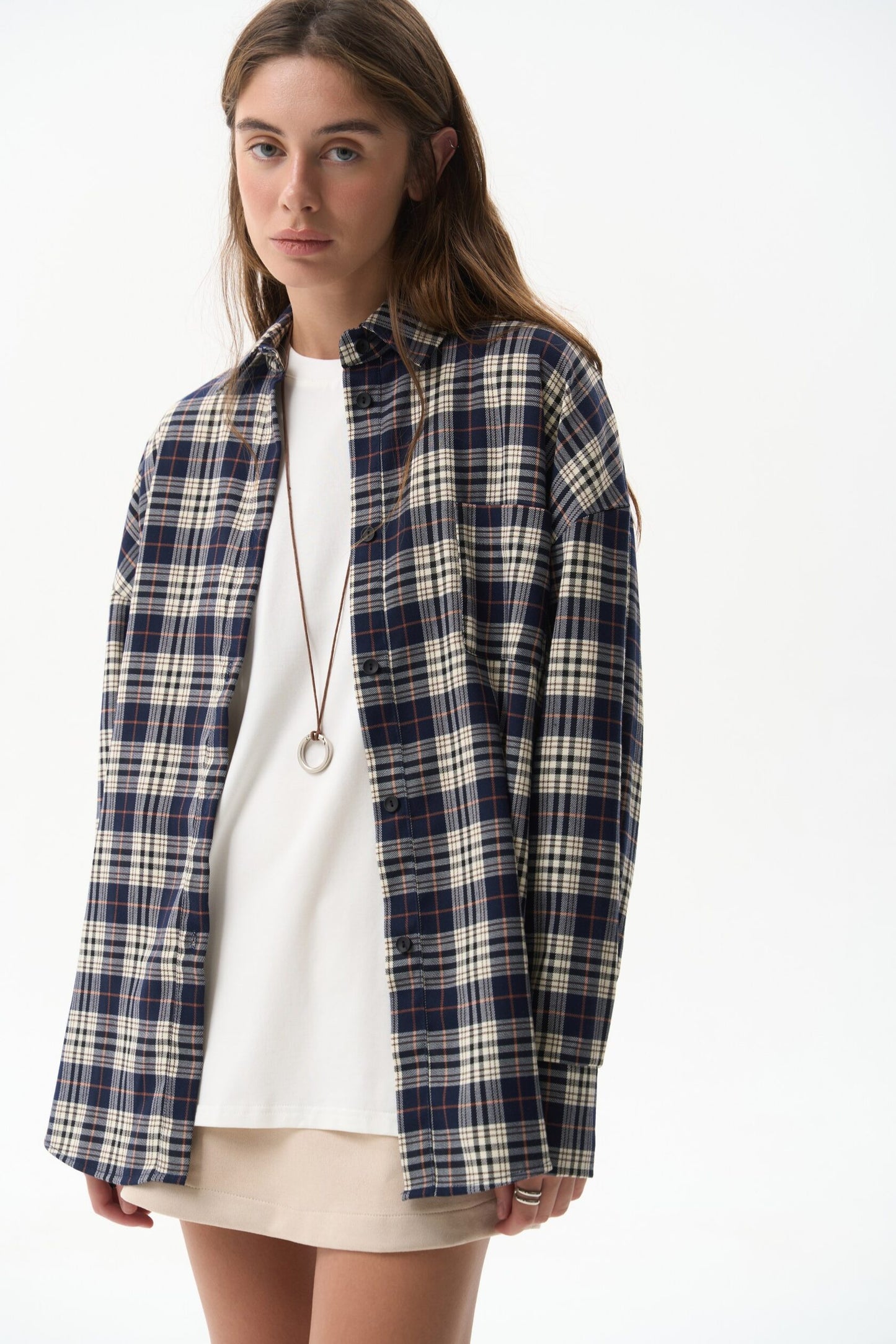 Plaid shirt NAVY BEIGE