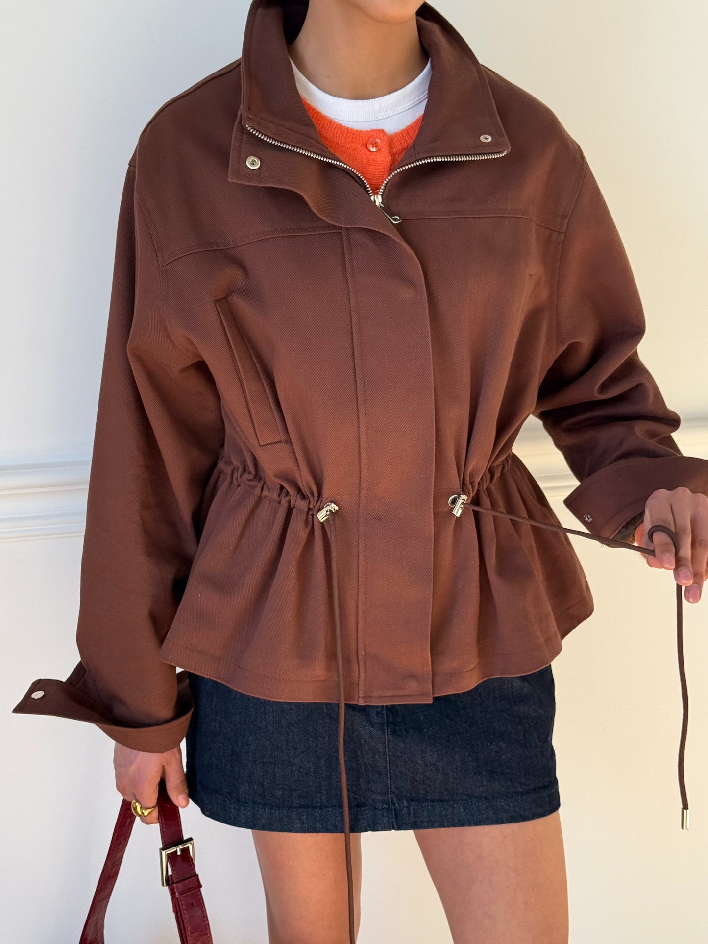 Cotton Denim Jacket BROWN