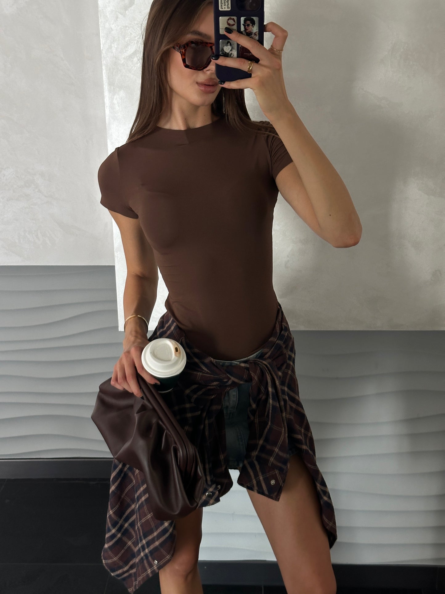 SKINNY t-shirt BROWN