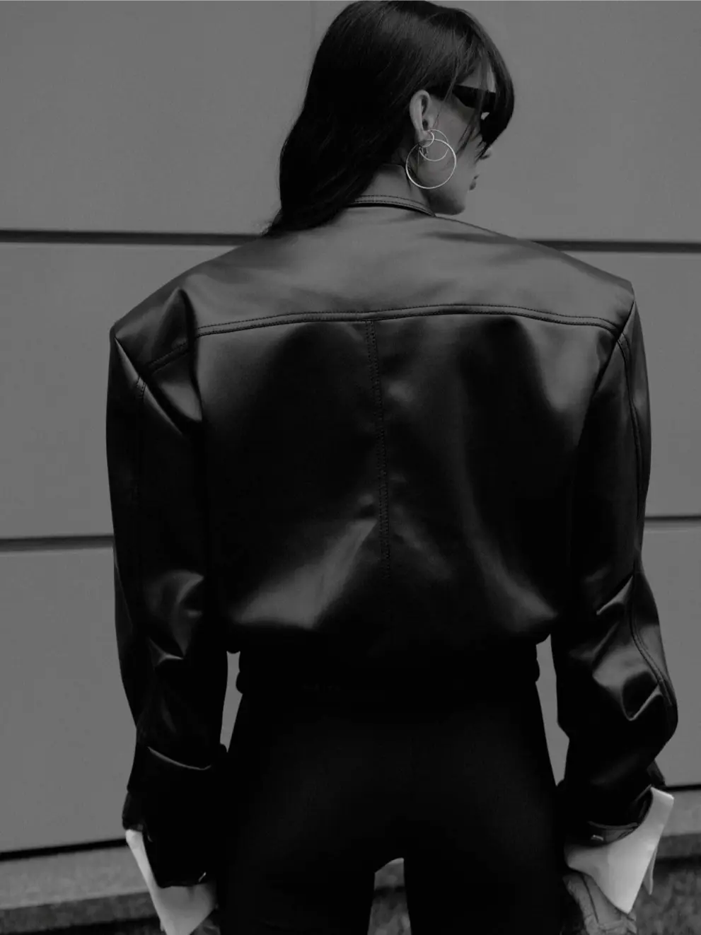 Bomber jacket with eco-leather shoulder pads