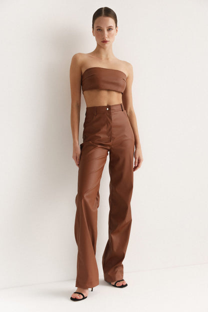 Eco leather pants CAMEL