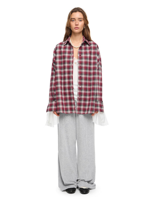 Plaid shirt WARM BURGUNDY with details