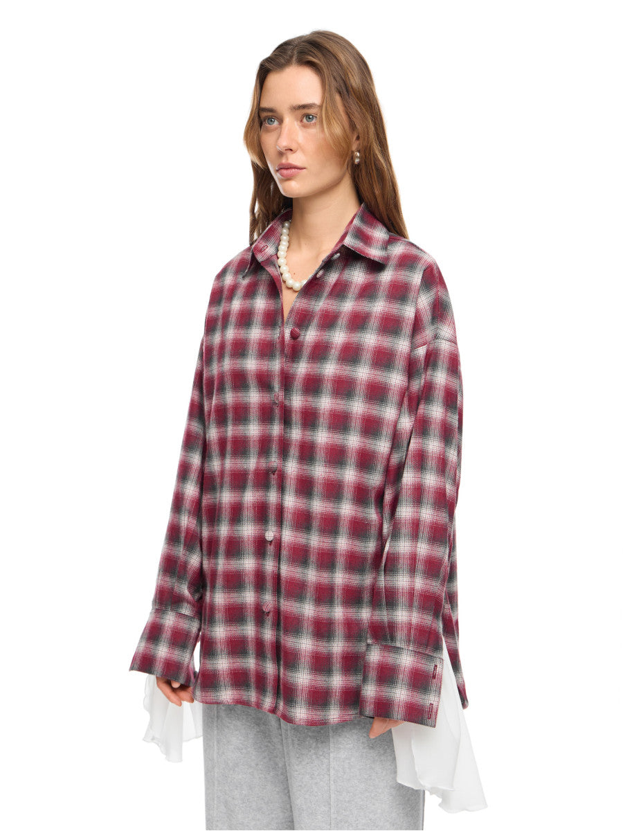 Plaid shirt WARM BURGUNDY with details